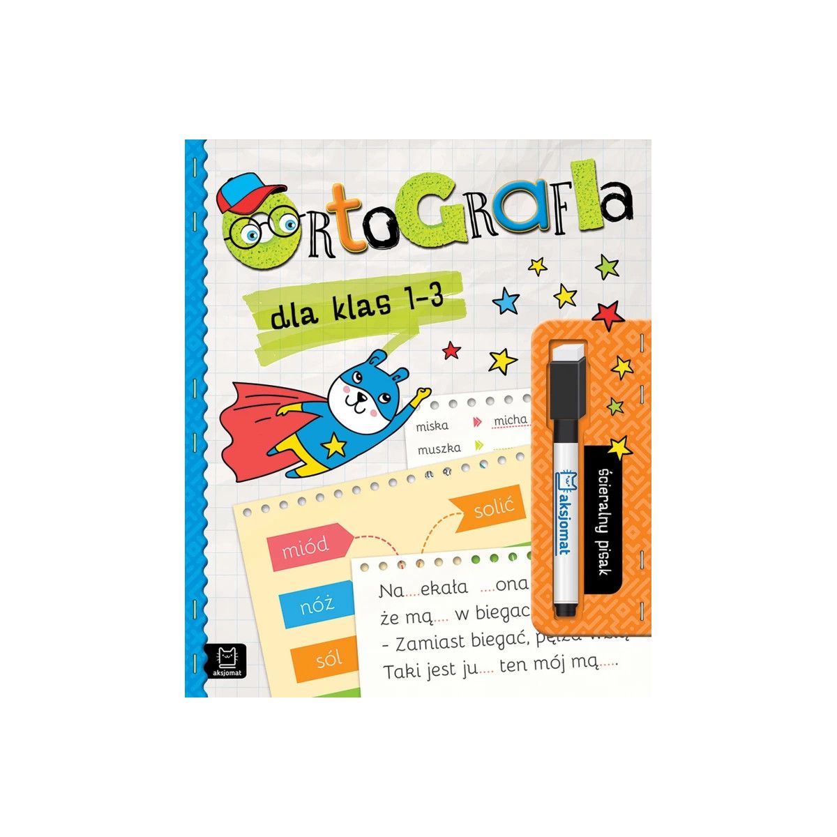 Książka dla dzieci Ortografia dla klas 1-3. Ścieralny pisak