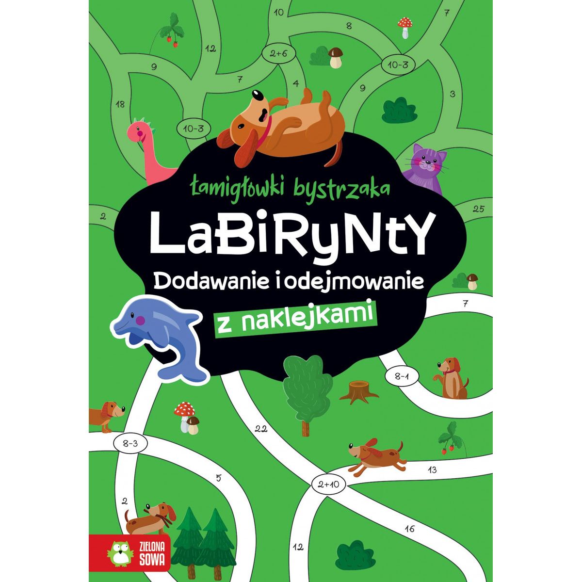 Książeczka edukacyjna Zielona Sowa Łamigłówki bystrzaka Labirynty. Dodawanie i odejmowanie