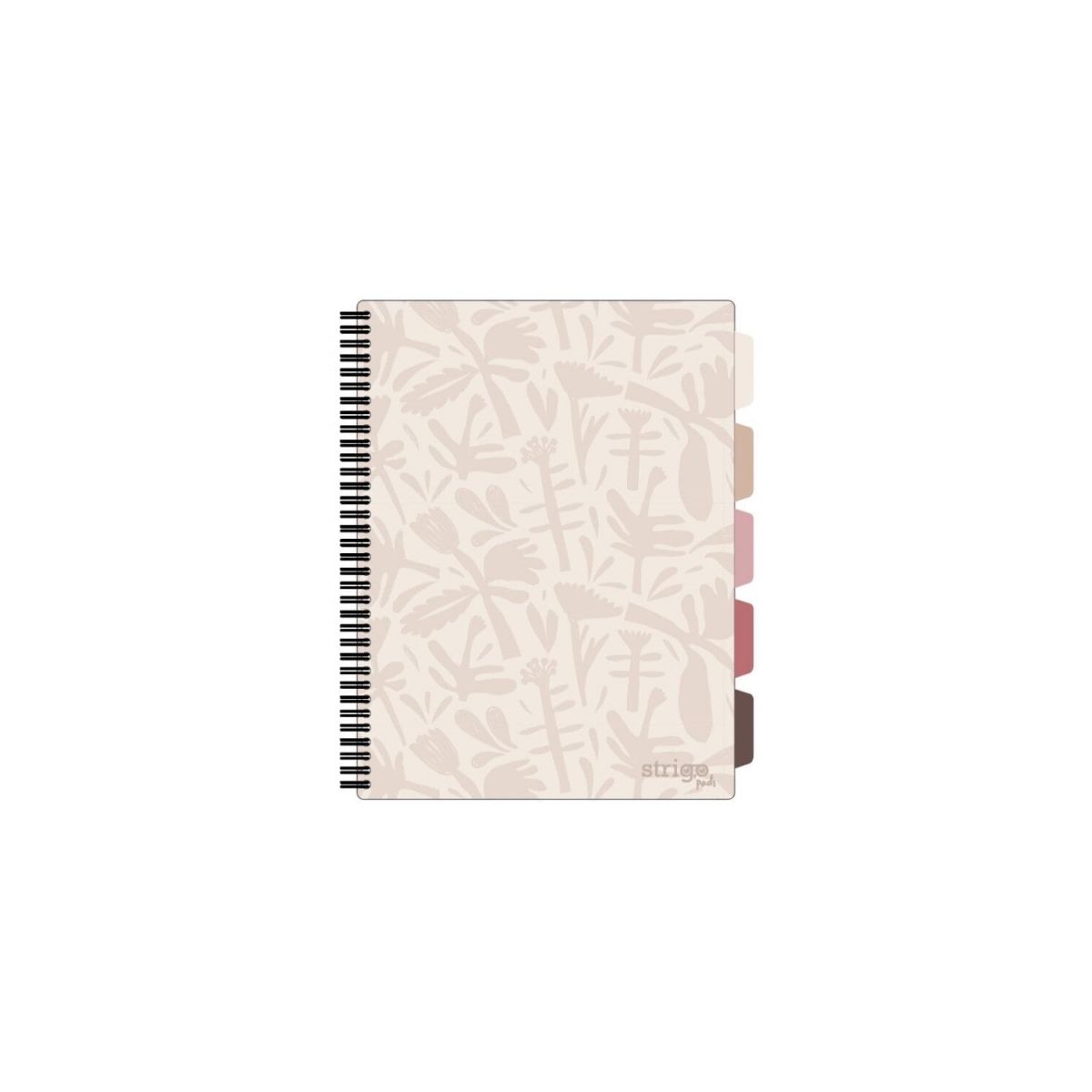 Kołozeszyt (kołobrulion) Strigo FLORAL BEŻOWY A4 100k. 80g krata (PADS044)