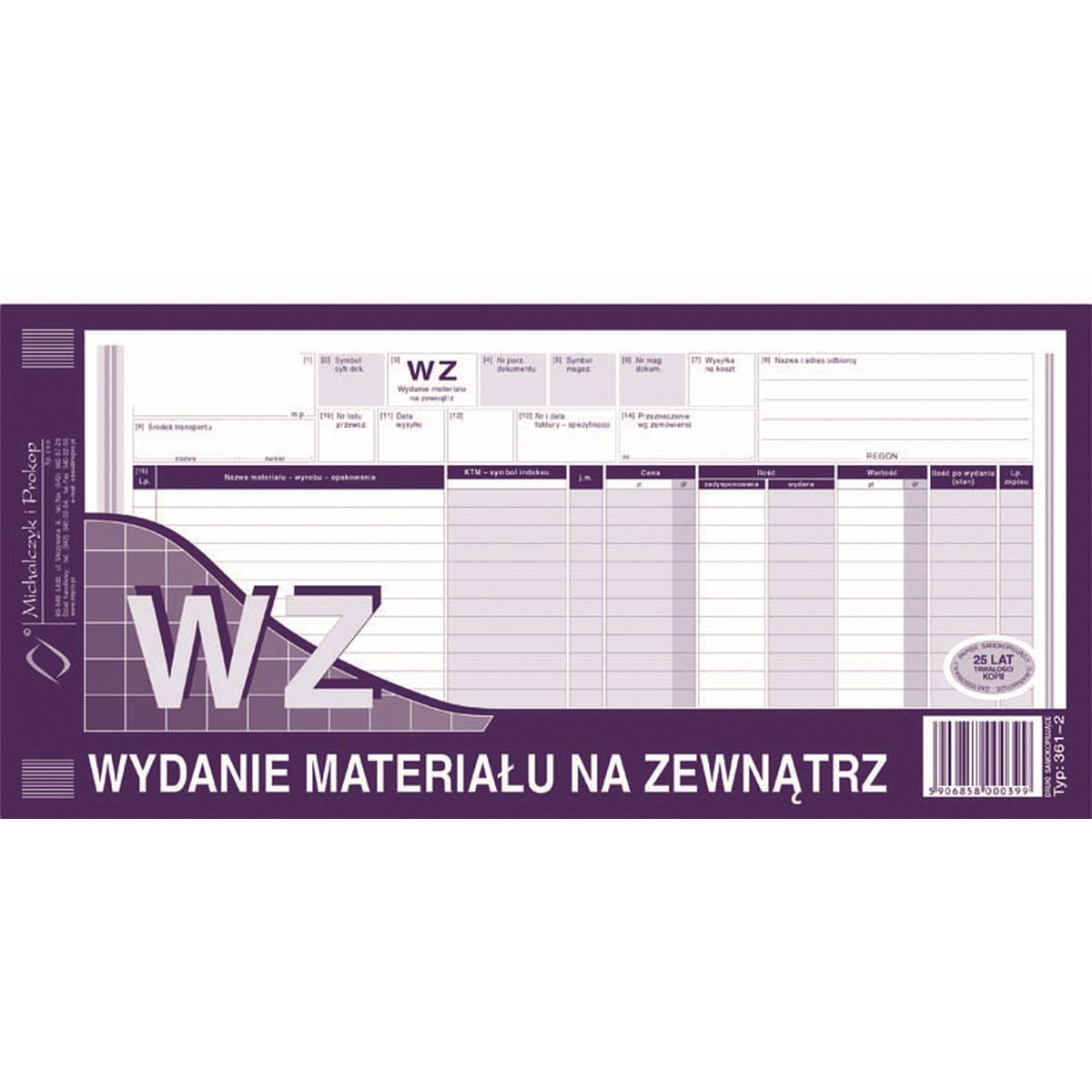 Druk offsetowy Michalczyk i Prokop Wydanie materiału na zewnątrz 1/3 A3 1/3 A3 80k. (361-2)