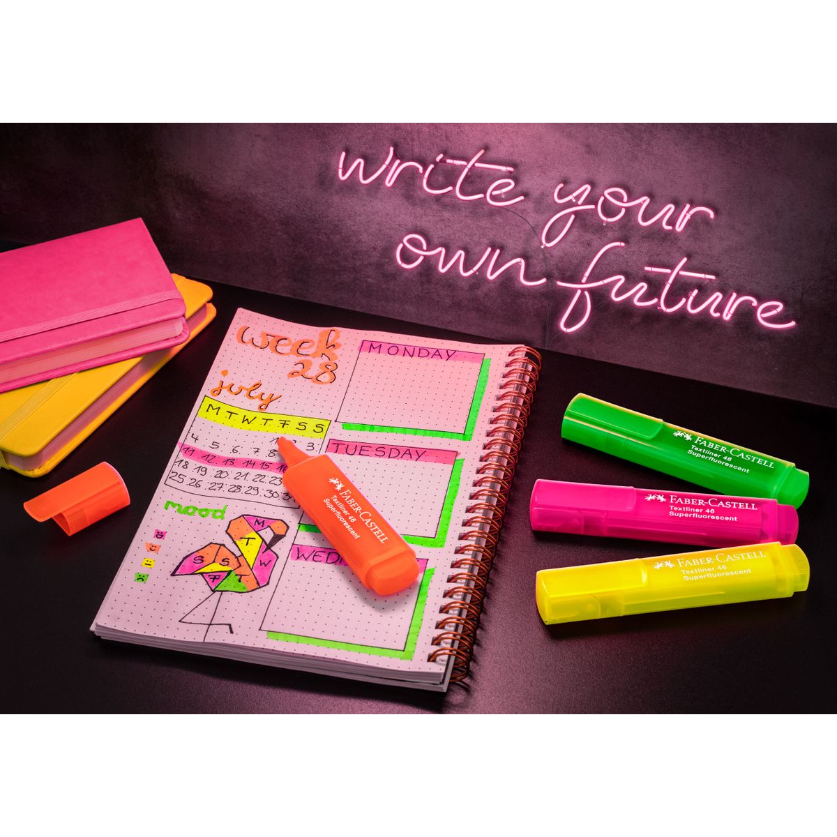 Zakreślacz Faber Castell Super Neon 4 kol. mix 1,0-5,0mm (254600 FC)