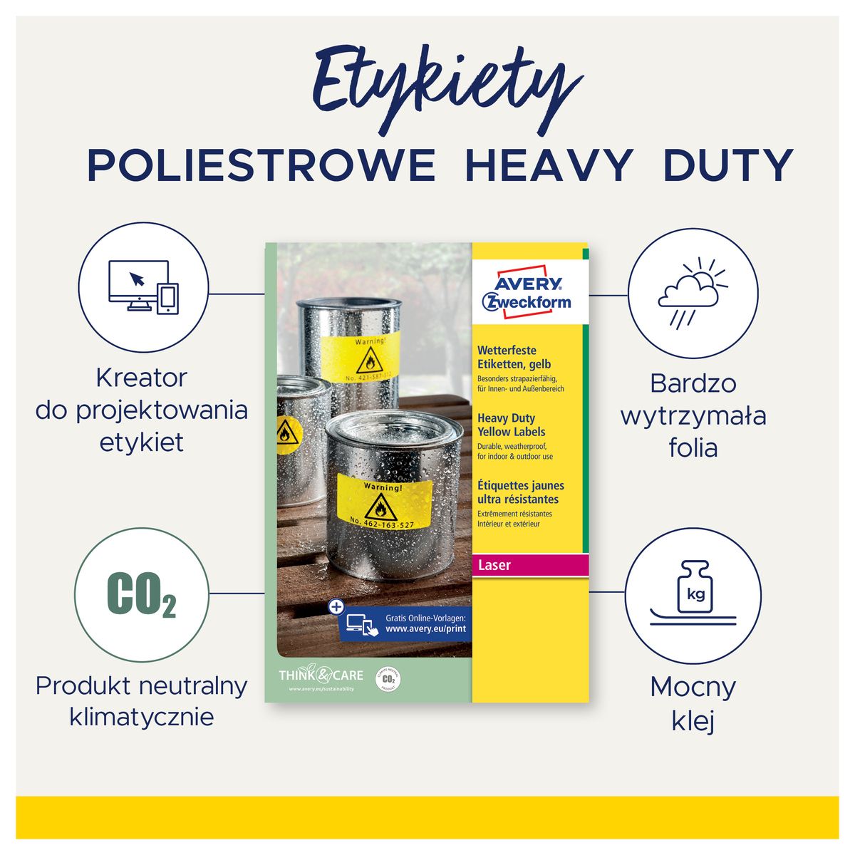 Etykieta samoprzylepna A4 żółty
