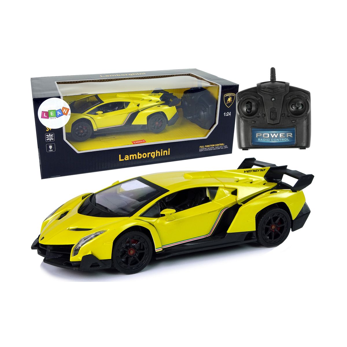 Samochód Lean R/C 1:24 Lamborghini Veneno Białe 2.4 G Światła (9741)