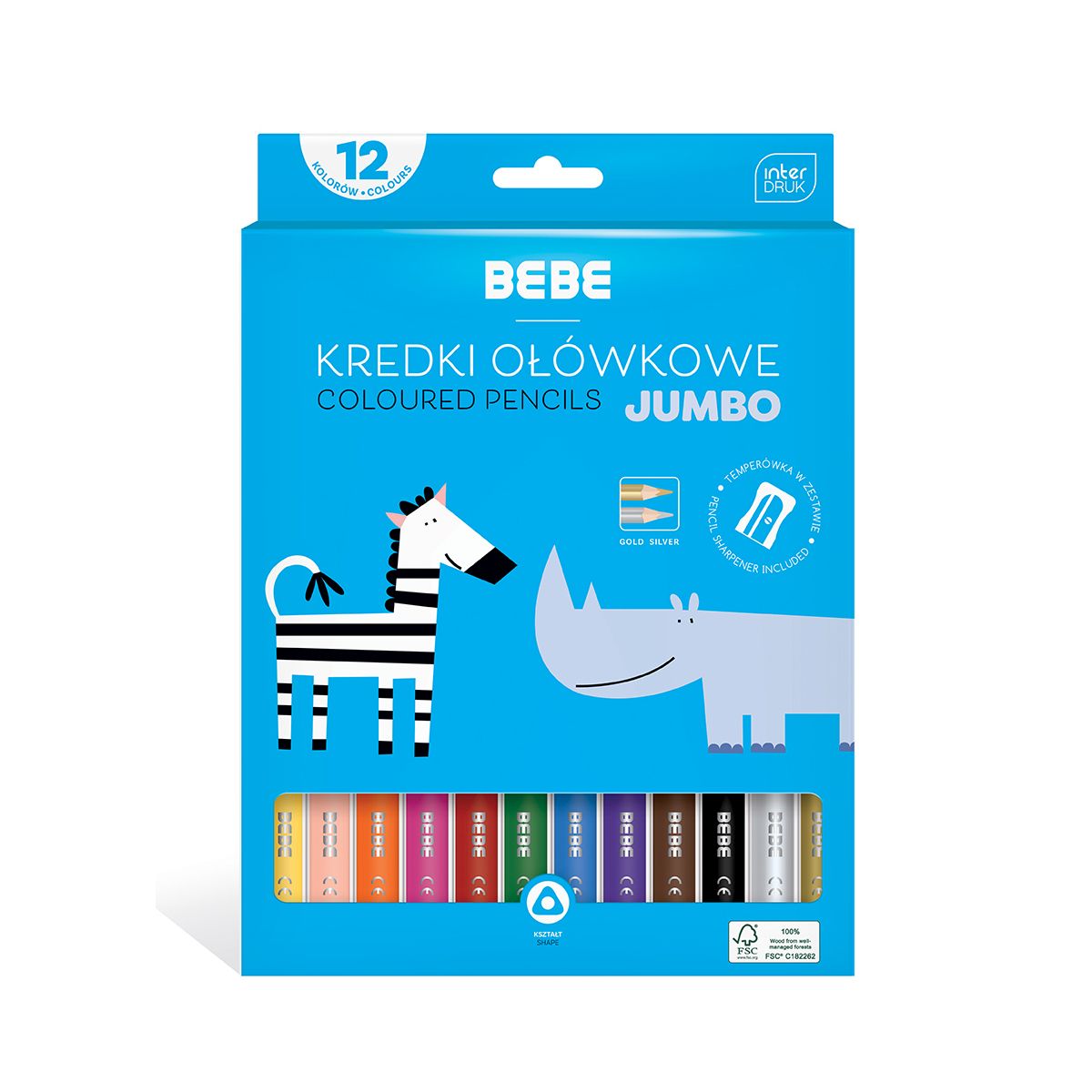 Kredki ołówkowe Bebe BB KIDS 12 kol  JUMBO 5902277326669 12 kol. (FSC100%)