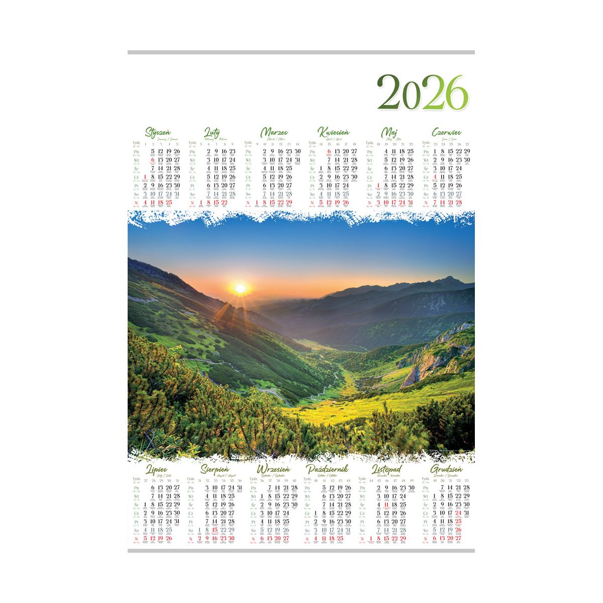 Kalendarz ścienny (401000) k:2915-377 GÓRY plakatowy 607mm x 880mm Lucrum (PL04)