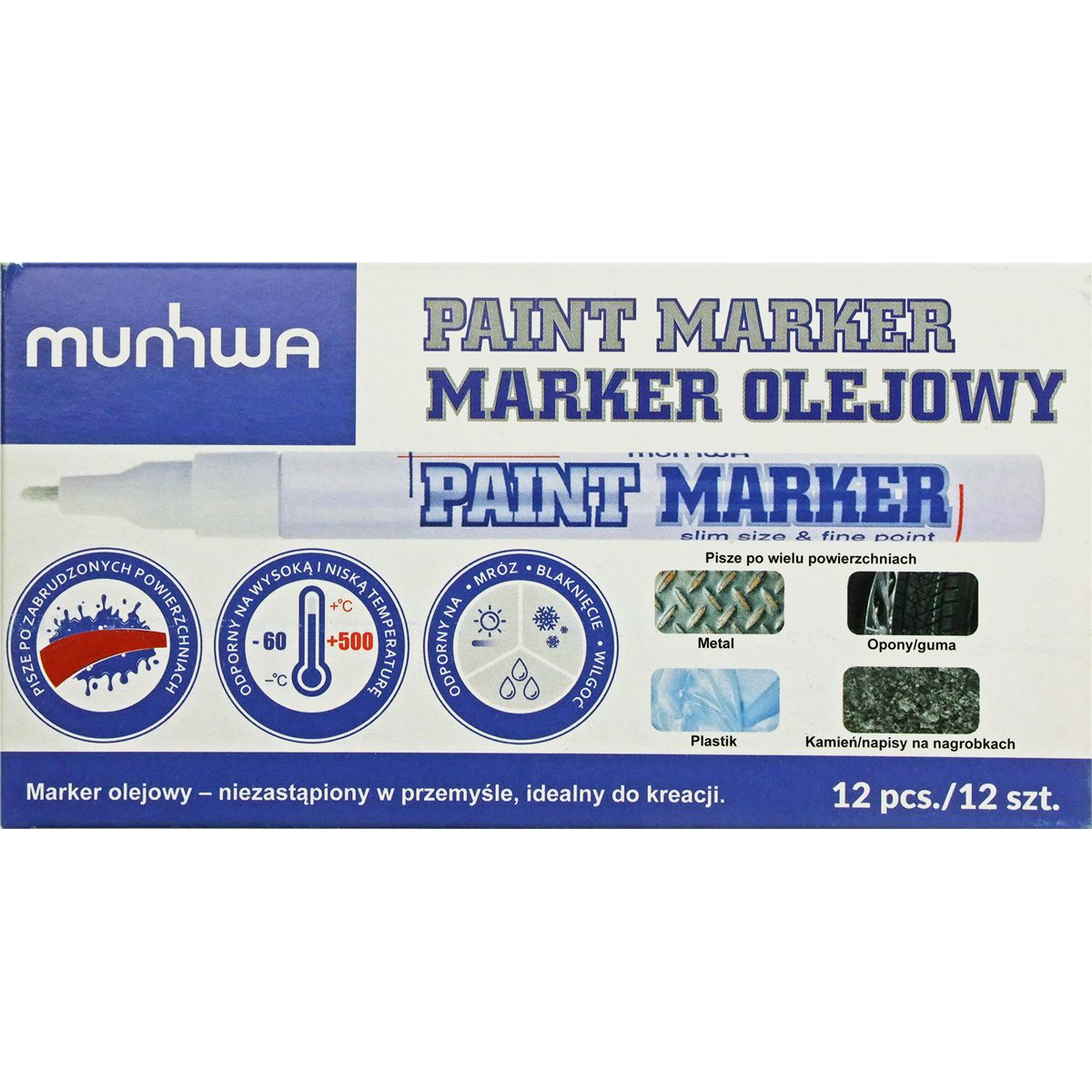 Marker olejowy Munhwa biały 1,0mm okrągła końcówka (8801006713183)