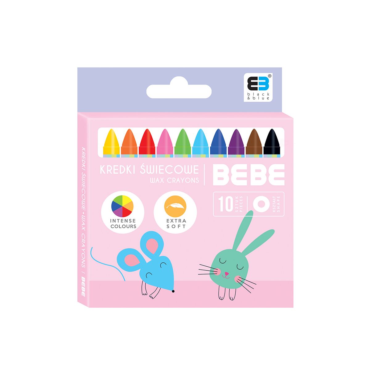 Kredki świecowe Interdruk BB KIDS pastel 10 kol. (IKRŚW10BBKP)