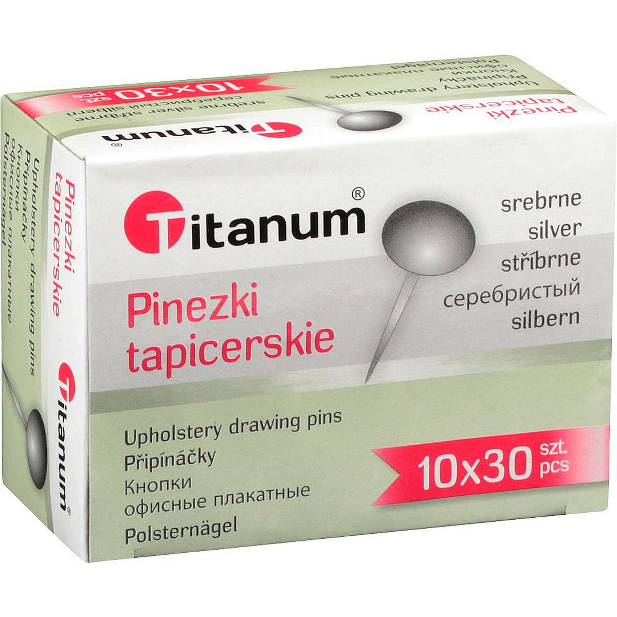 Pinezki tapicerskie Titanum srebrne 30 szt.