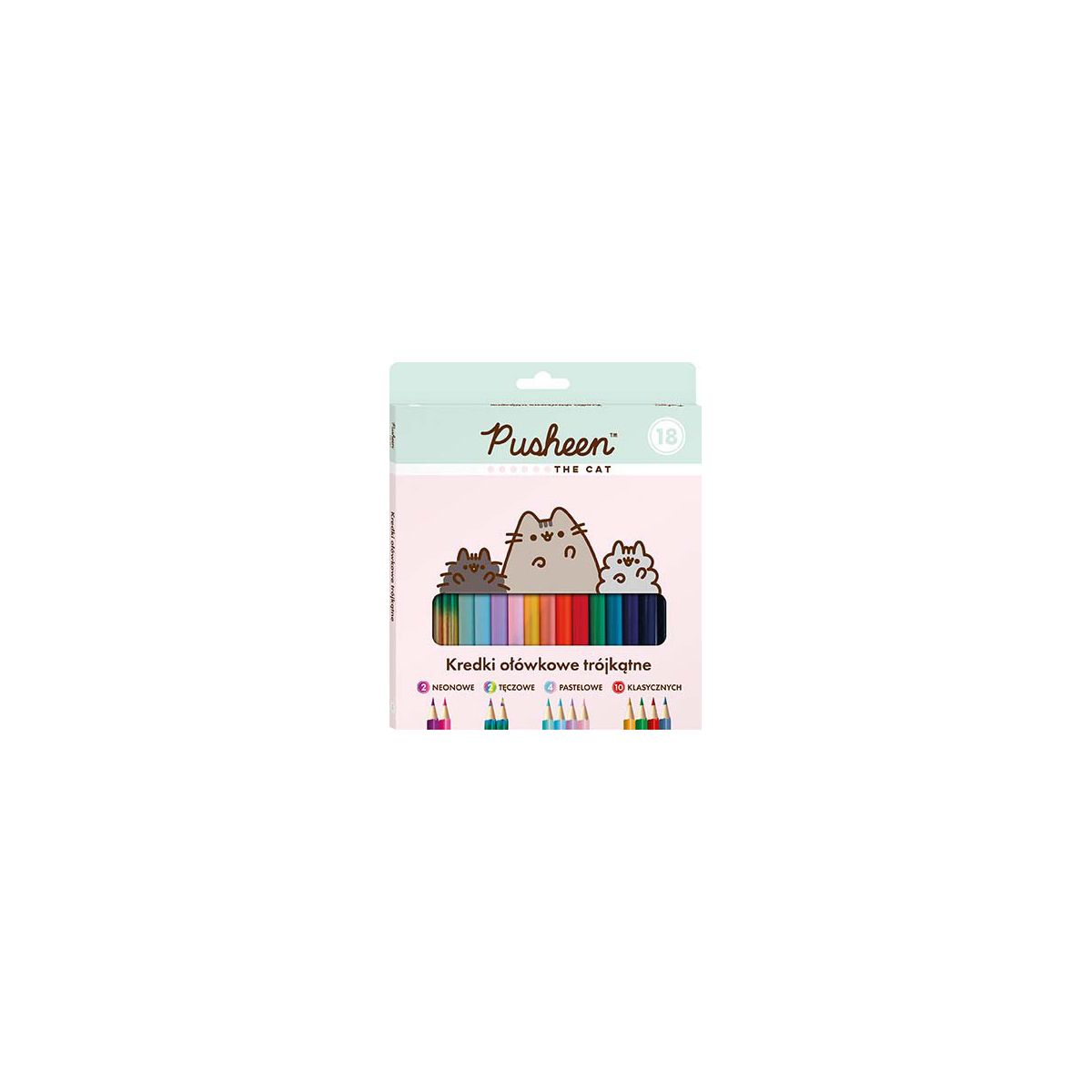 Kredki ołówkowe Pusheen 18 k  ( 10 std, 2 neon+2 tęcza+ 5903235652042 18 kol. St.Right (4 pastel)