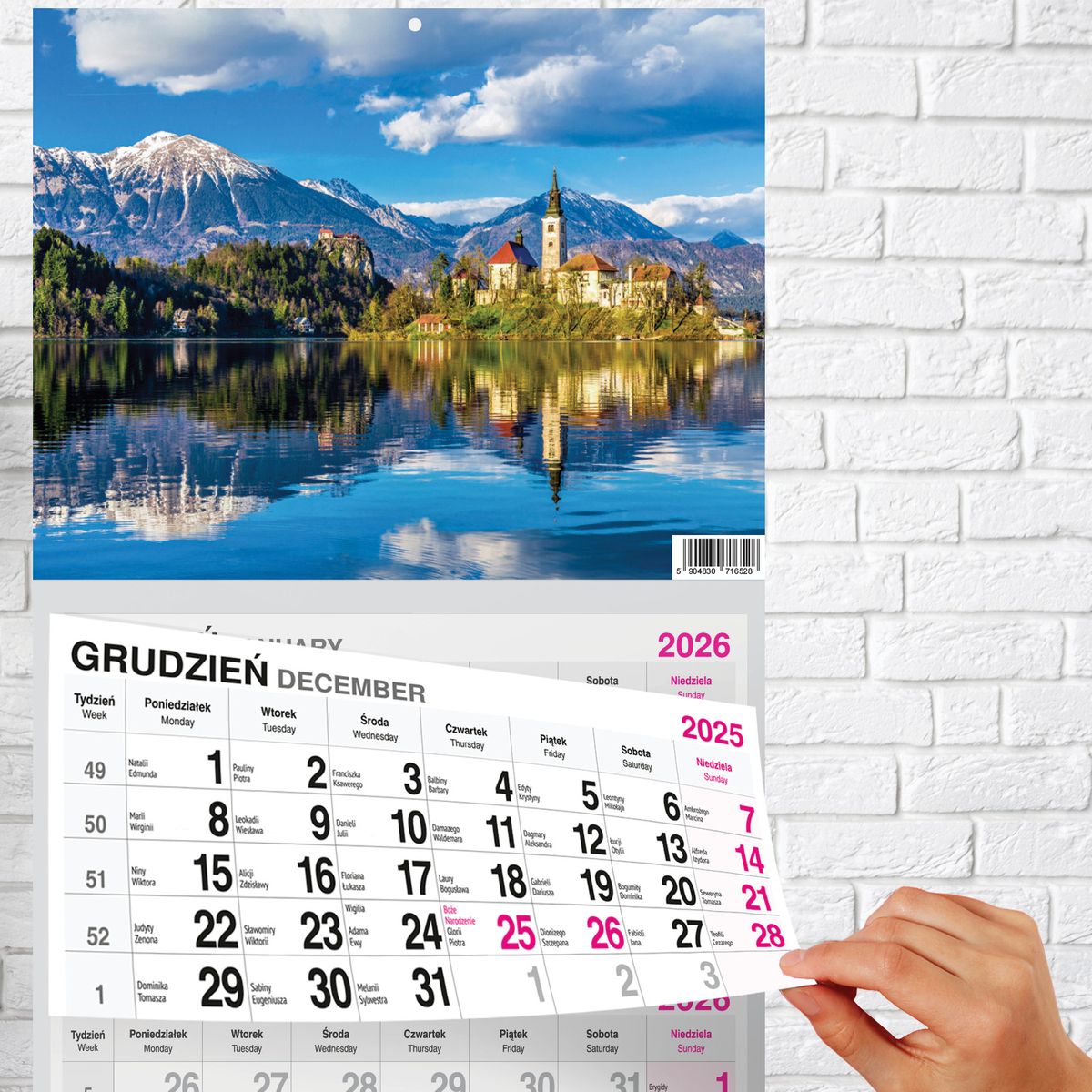 Kalendarz ścienny (401000) k:2915-377 PREMIUM trójdzielny A4 Press (WIDOK)