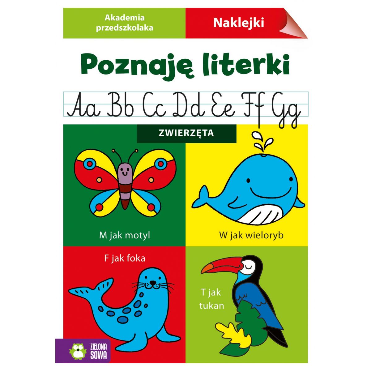 Książeczka edukacyjna Akademia przedszkolaka. Poznaję literki. Zwierzęta Zielona Sowa