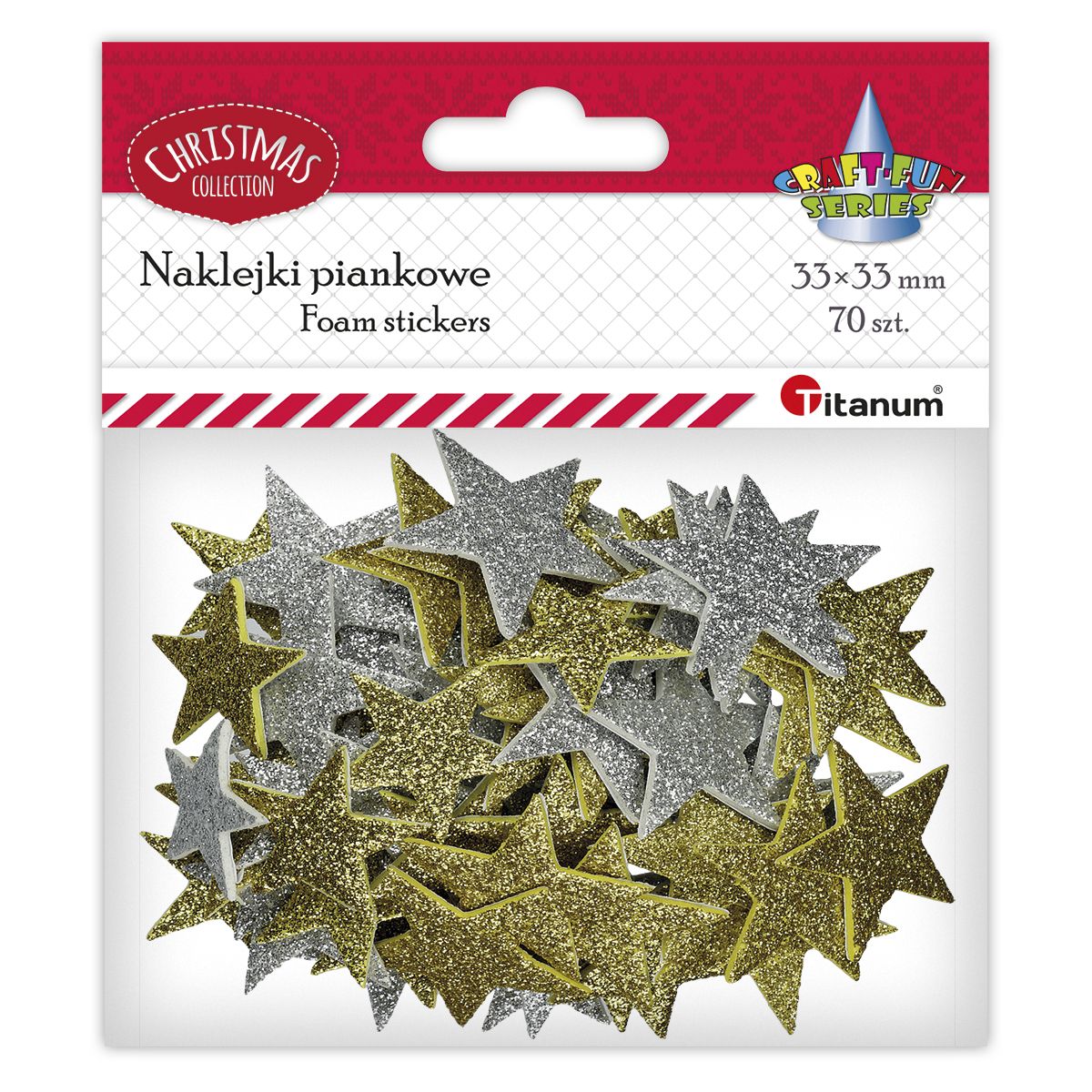 Naklejka (nalepka) Titanum Craft-Fun Series piankowe brokatowe gwiazdki (5696)