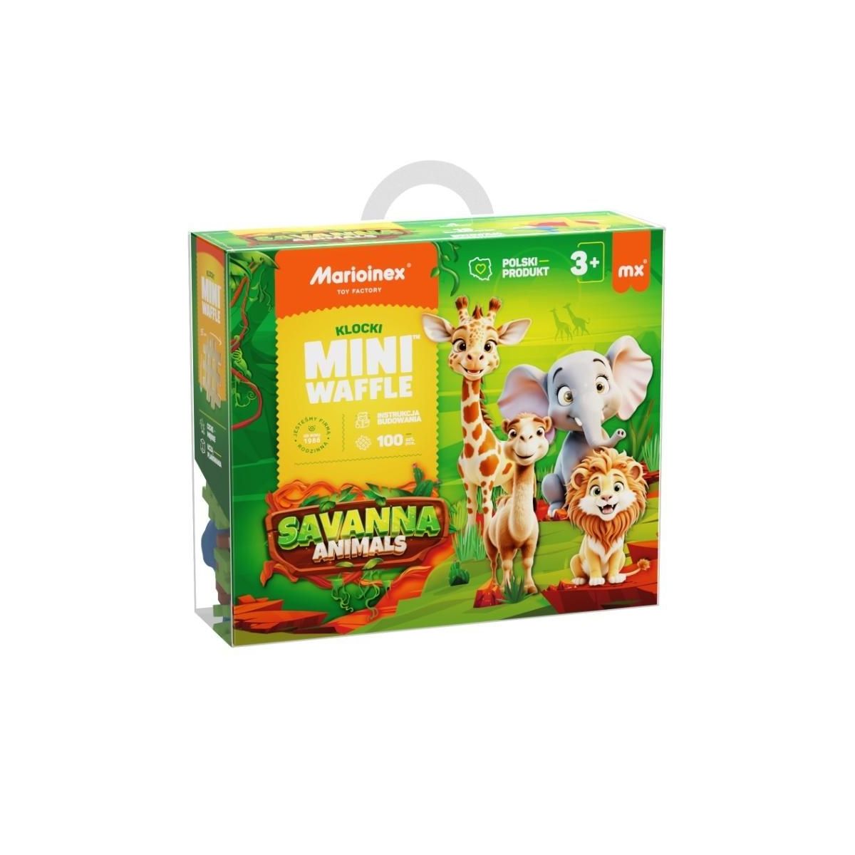 Klocki konstrukcyjne Mini Waffle 100el Animals Sawanna Marioinex (5903033907085)