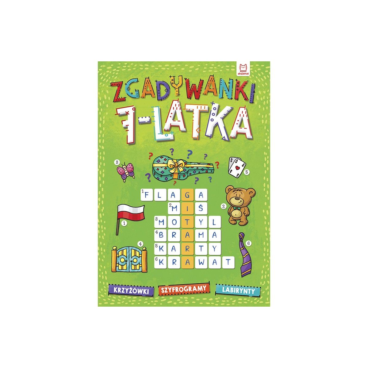 Książka dla dzieci ZGADYWANKI 7-LATKA. KRZYŻÓWKI, SZYFROGRAMY, LABIRYNTY