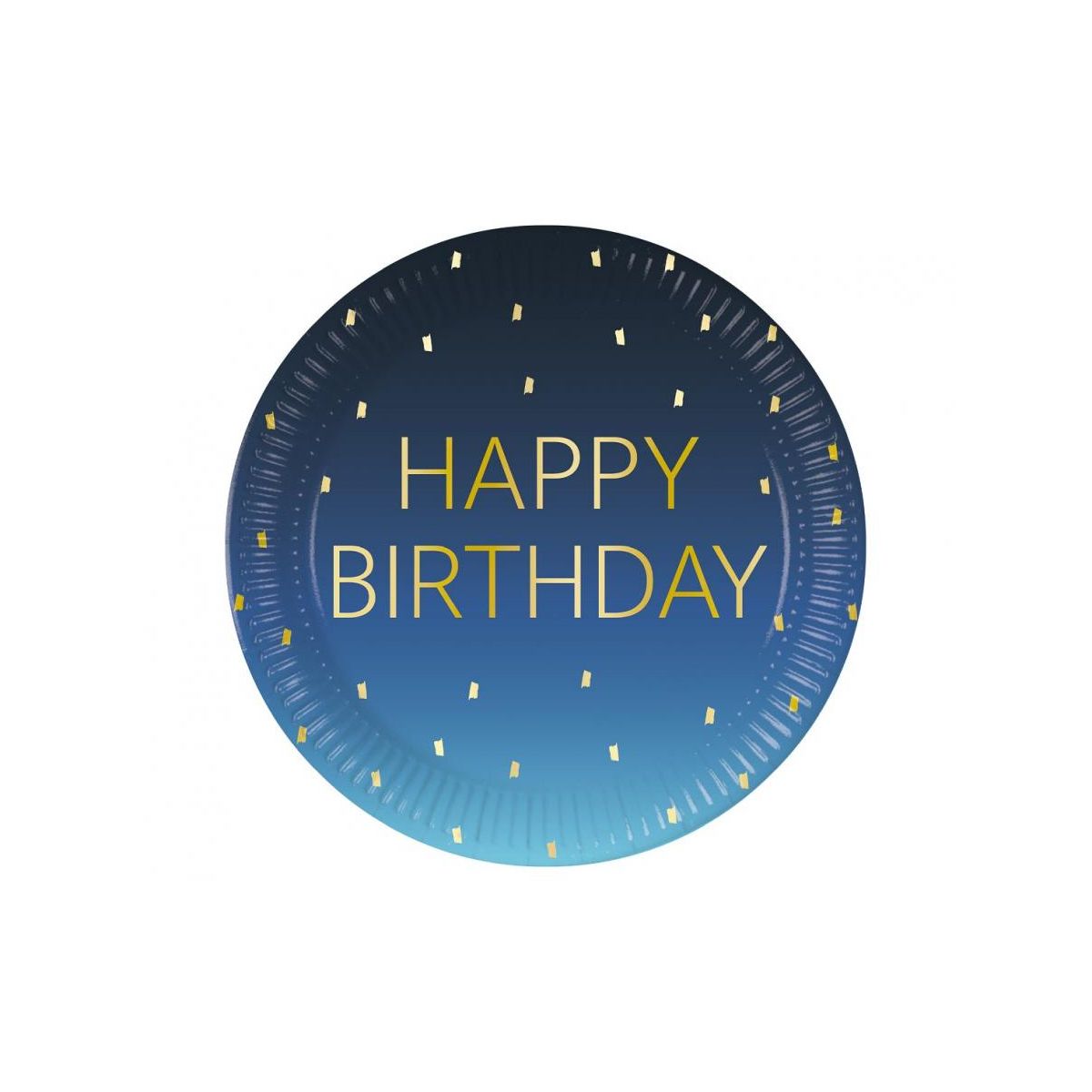 Talerz jednorazowy Godan Blue Happy Birthday, Decorata papier śr. 230mm 8 szt (96620)