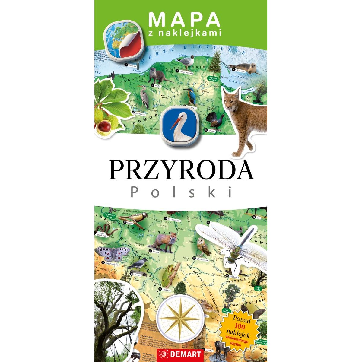 Książeczka edukacyjna Mapy z naklejkami. Przyroda Polski Demart