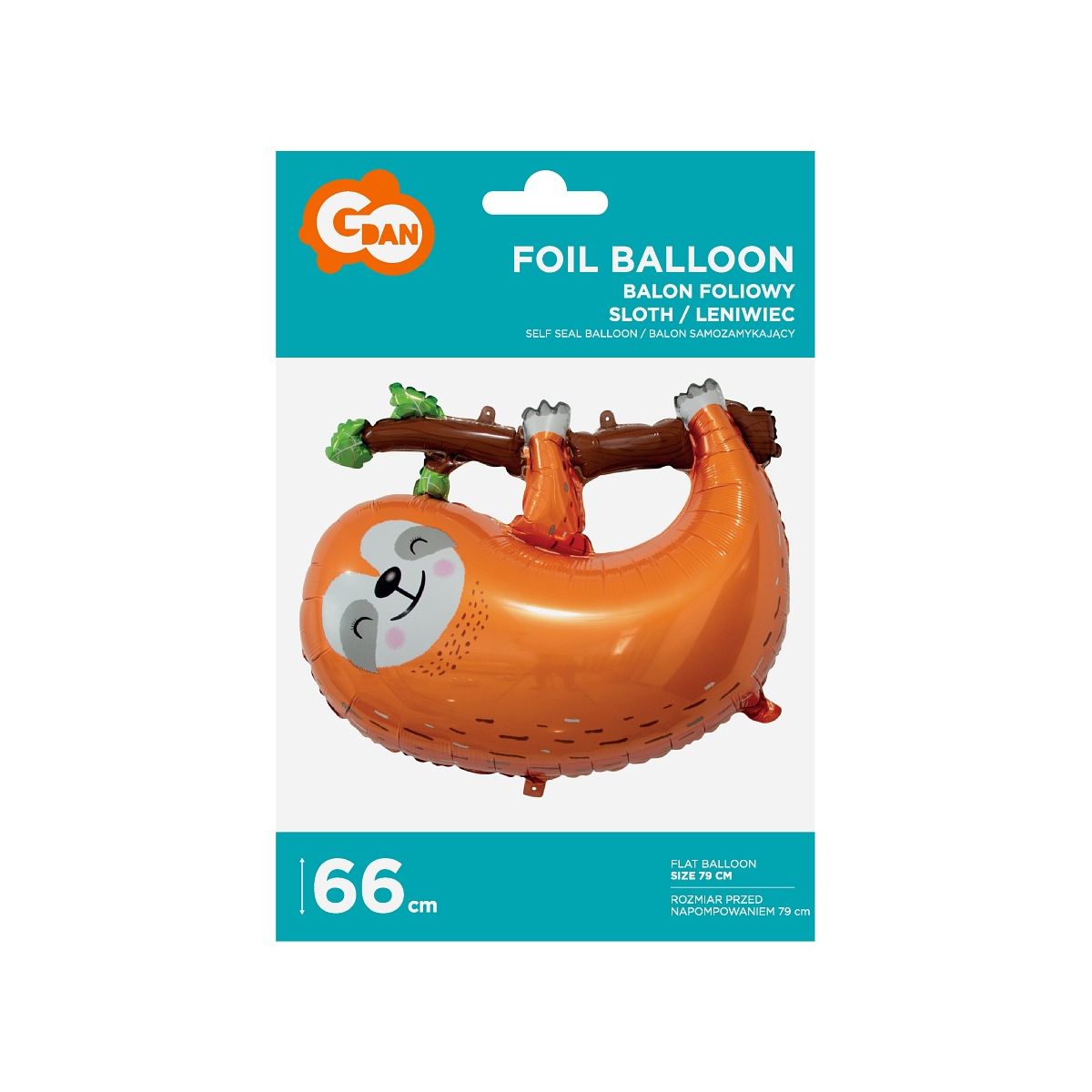 Balon foliowy leniwiec - brązowy 79 cm Godan (BF-HLNB)
