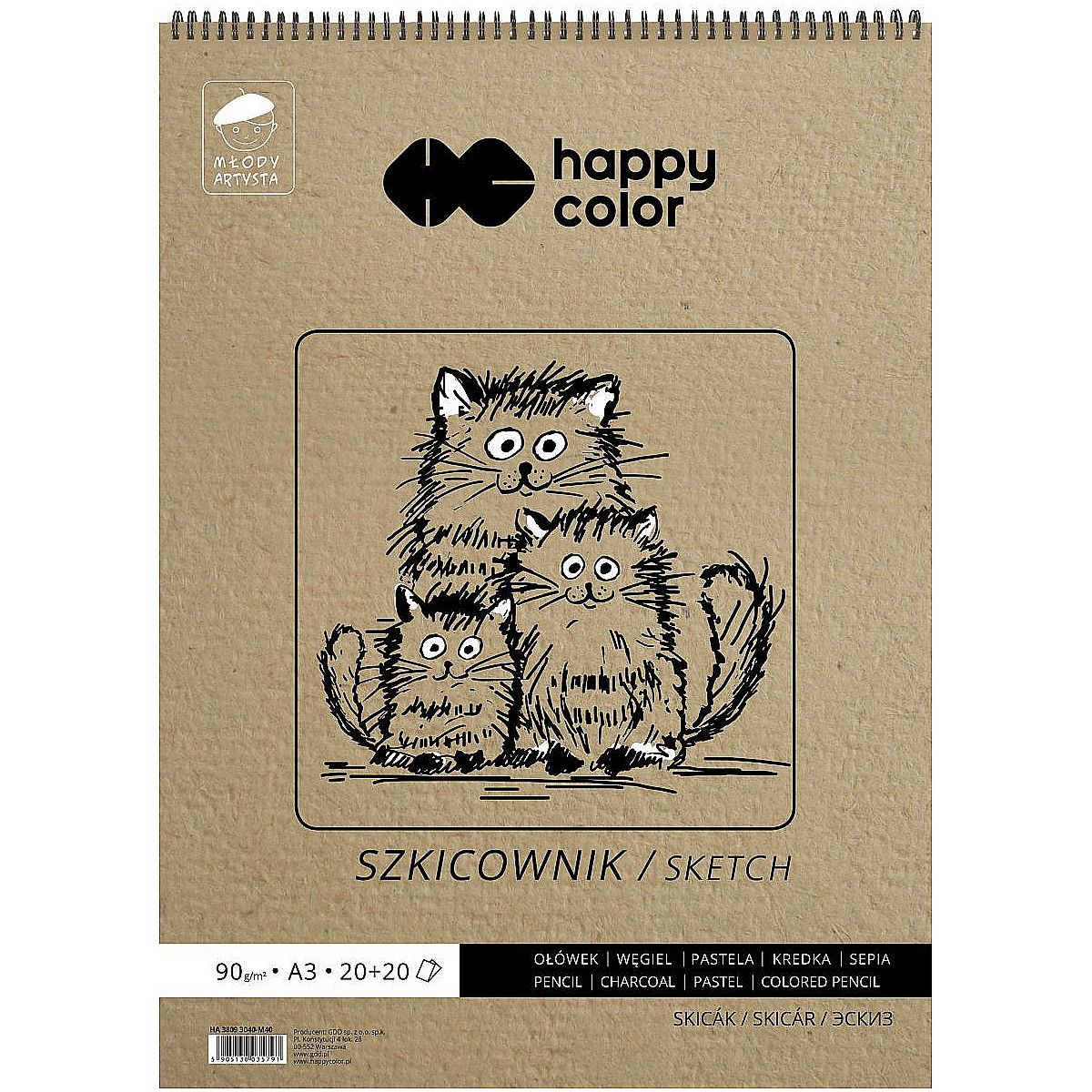 Blok artystyczny szkicownik młody artysta A3 80g 40k Happy Color (HA 3809 3040-M40)