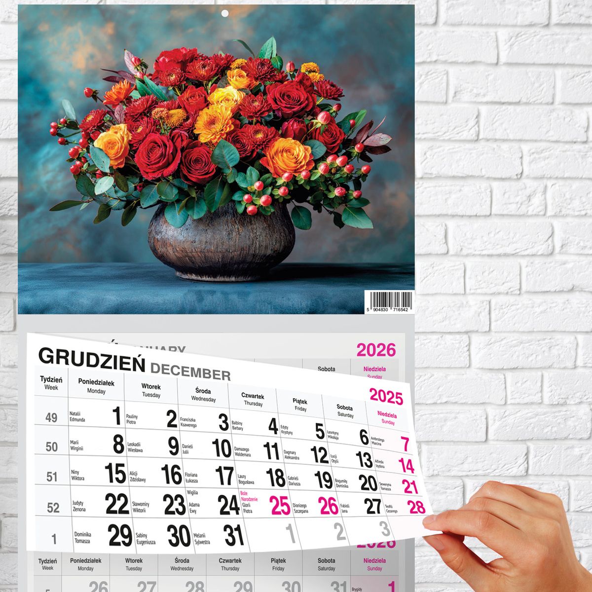 Kalendarz ścienny (401000) k:2915-377 PREMIUM trójdzielny A4 Press (BUKIETY)
