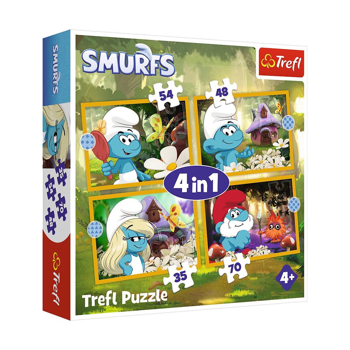 Puzzle Życie w Wiosce Smerfów 4w1 el. Trefl (34664)