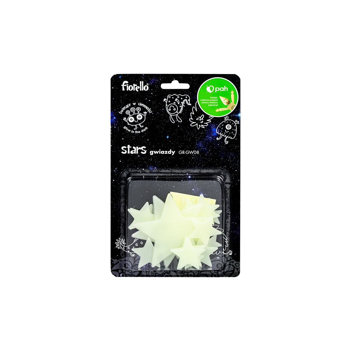 Naklejka ścienna Fluorescencyjna gwiazdki miks 24 szt Fiorello (170-2804)