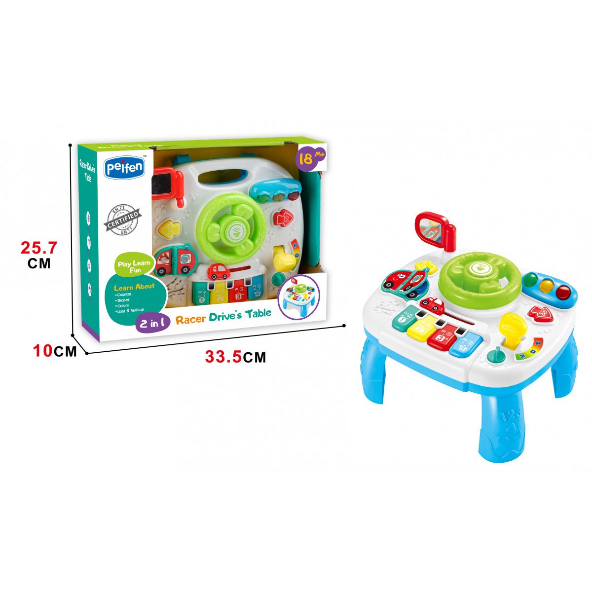 Zabawka edukacyjna Lean Panel Stolik Interaktywny Edukacyjny Kierownica 2w1 Światła Dźwięki (22868)