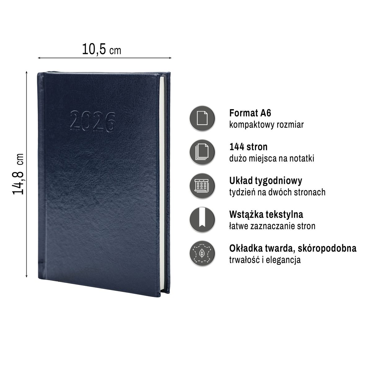 Kalendarz książkowy (terminarz) (308040) k:4071-670 PRESTIGE A6 Press (tygodniowy)
