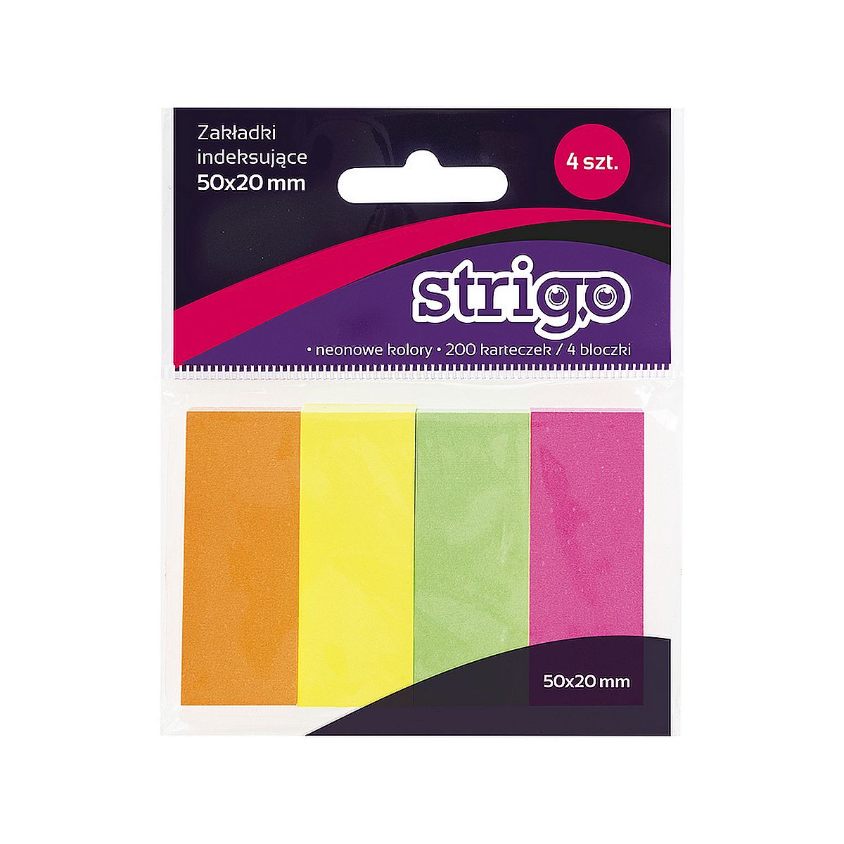 Notes samoprzylepny (karteczki) Strigo karteczki neonowe mix 200k [mm:] 50x20 (SSN006)