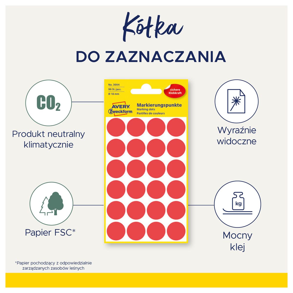 Etykieta do oznaczania kropki śr. 8mm żółty Zweckform (3013)