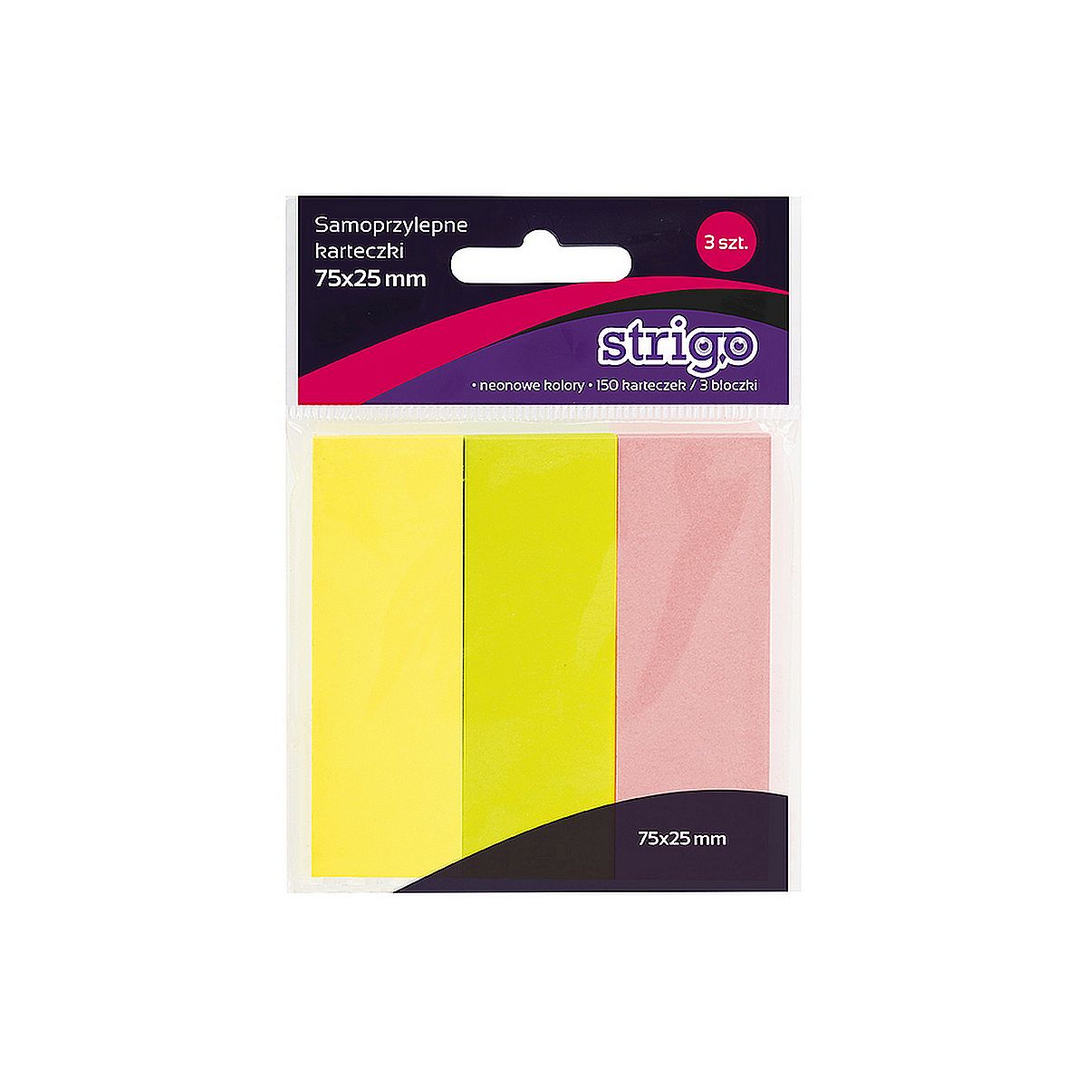 Notes samoprzylepny (karteczki) Strigo karteczki neonowe mix 150k [mm:] 75x25 (SSN007)