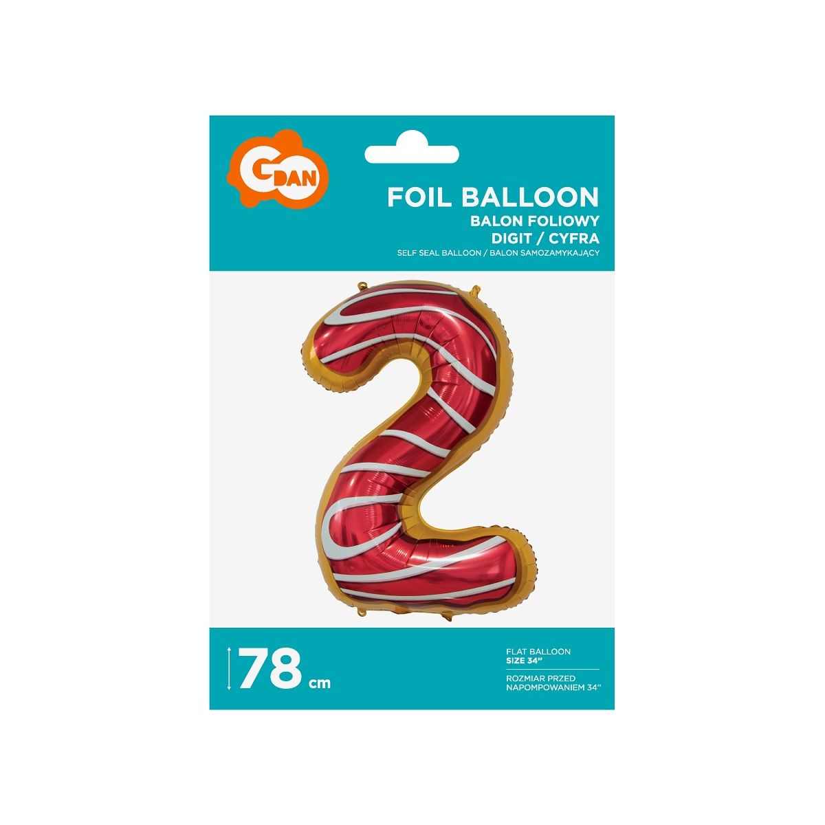 Balon foliowy Godan cyfra 2 CIASTECZKO 34cal (BC-HCS2)