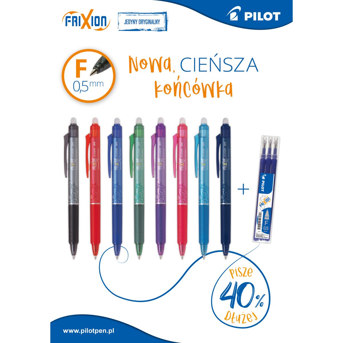 Wkład do pióra kulkowego Pilot Frixion Clicer czerwony 0,5mm
