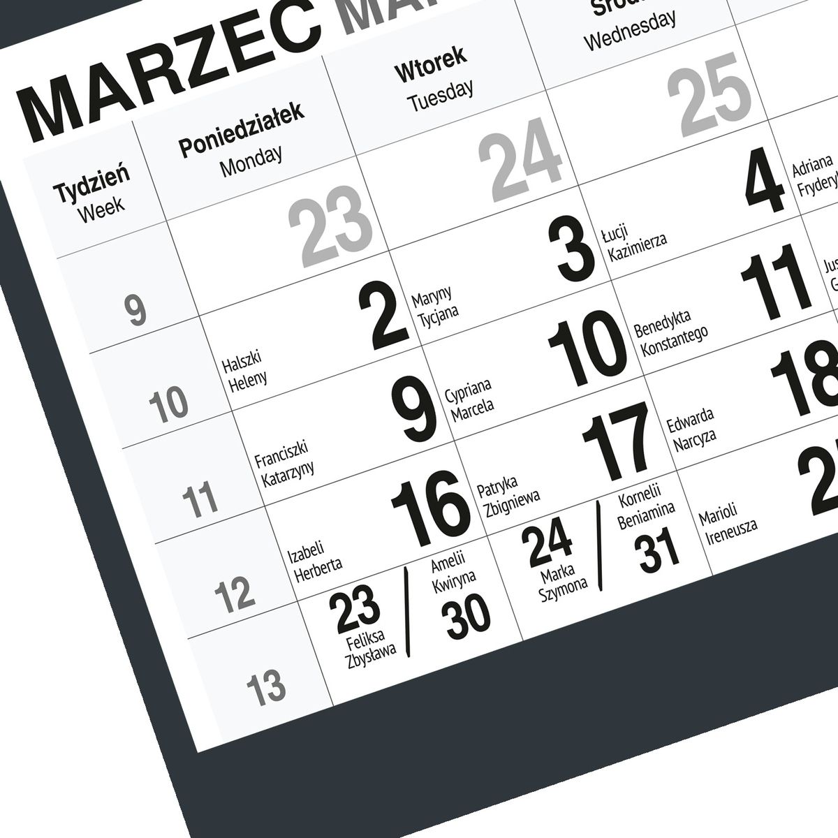 Kalendarz ścienny (401000) k:2915-377 KOT A5 210mm x 450mm Press