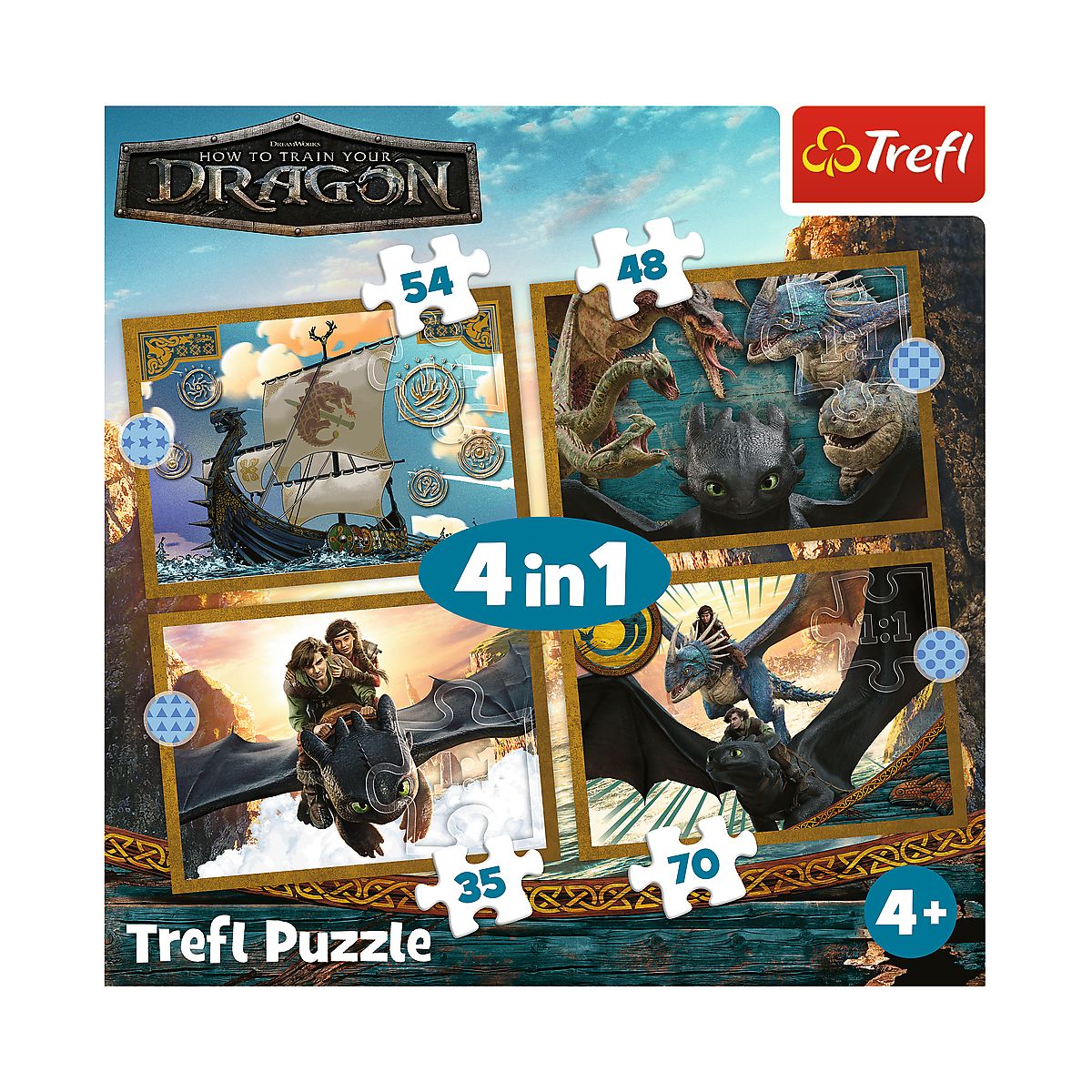 Puzzle Jak Wytresowac Smoka Podróże 4w1 el. Trefl (34678)