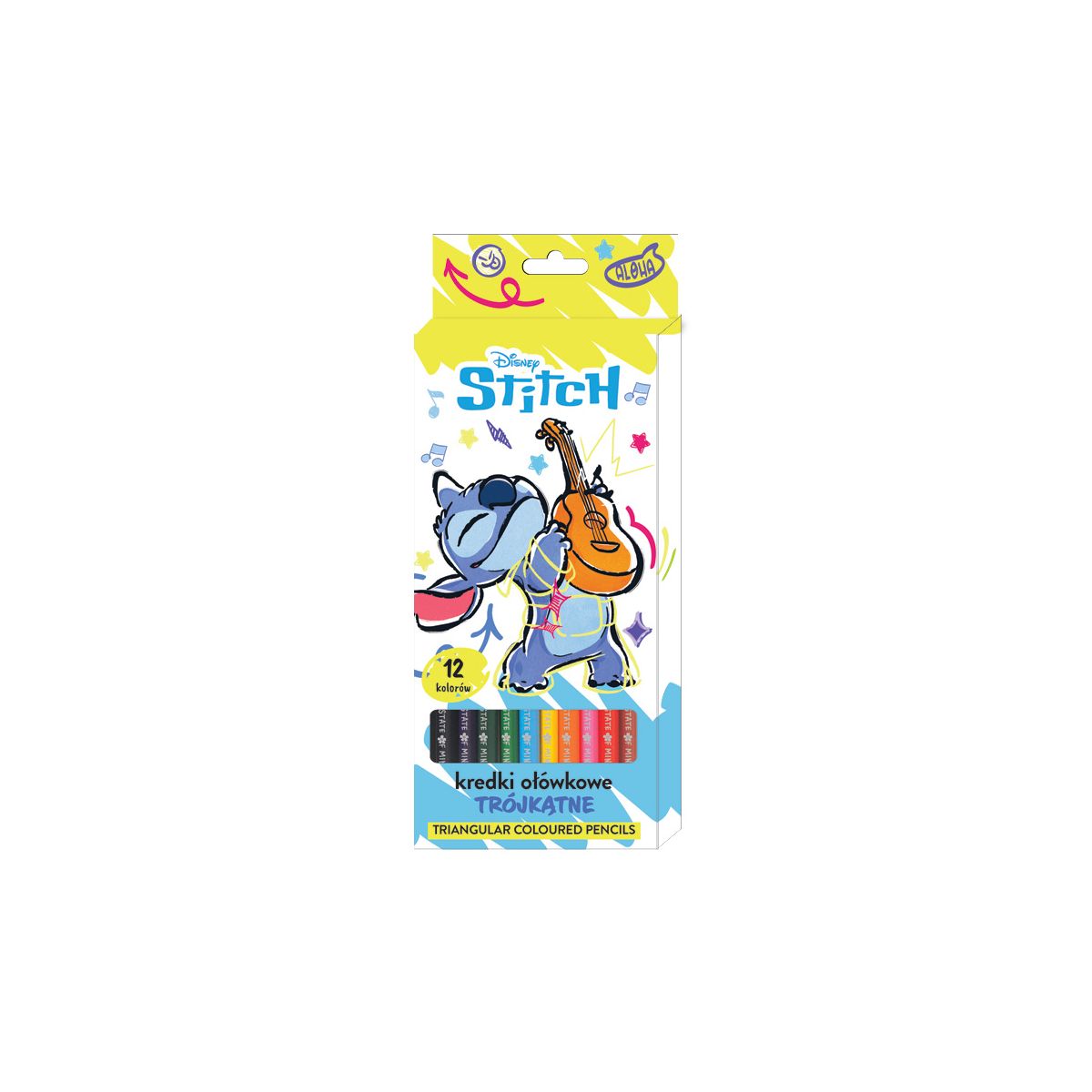 Kredki ołówkowe Stitch trójkątne 12 kol. Beniamin