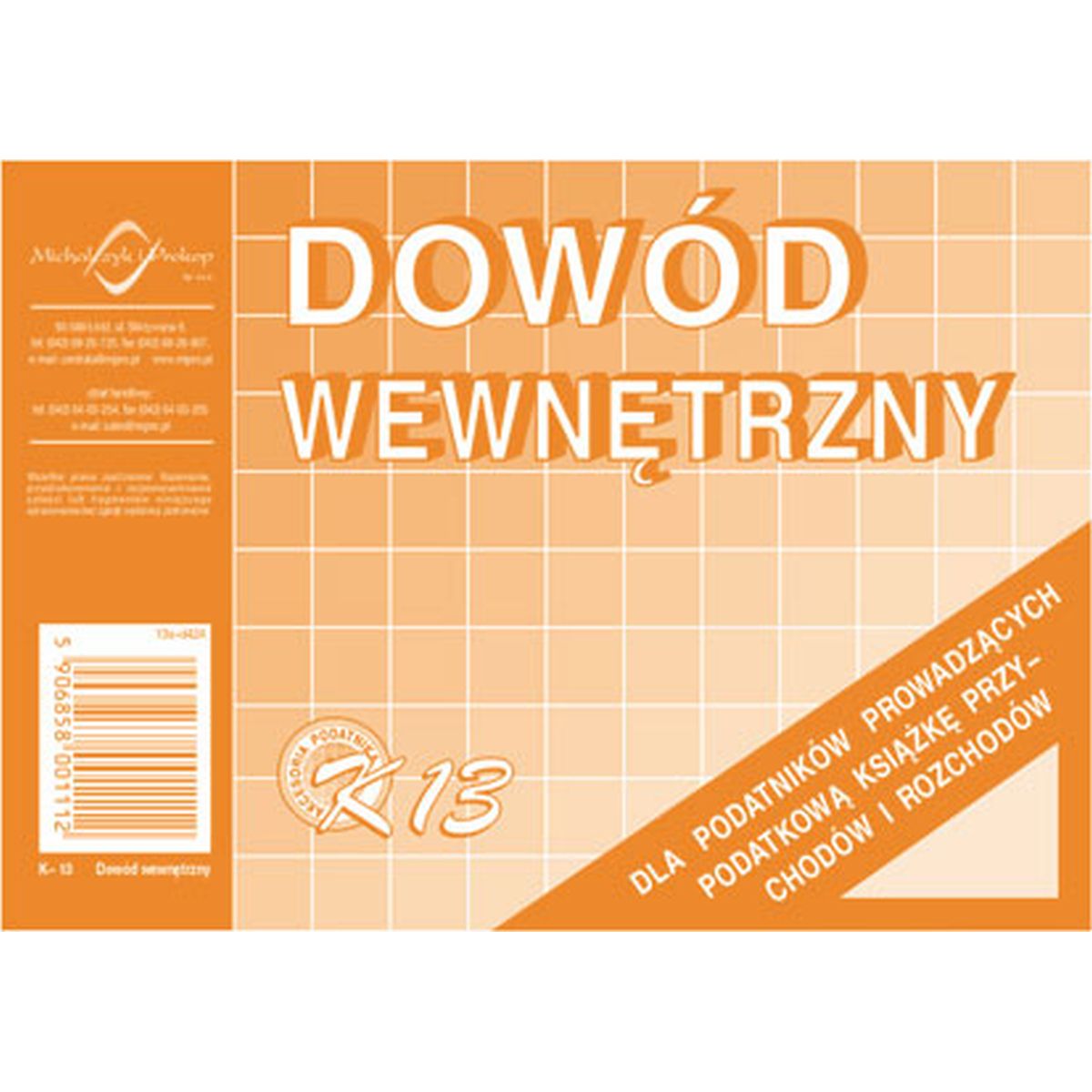 Druk offsetowy Michalczyk i Prokop Dowód wewnętrzny A6 50k. (K-13)