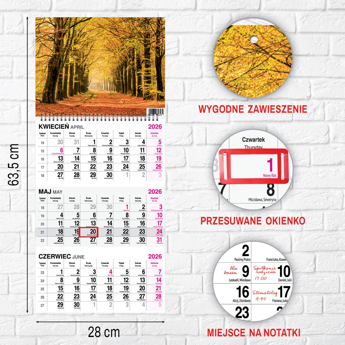 Kalendarz ścienny (401000) k:2915-377 LAS A4 Press