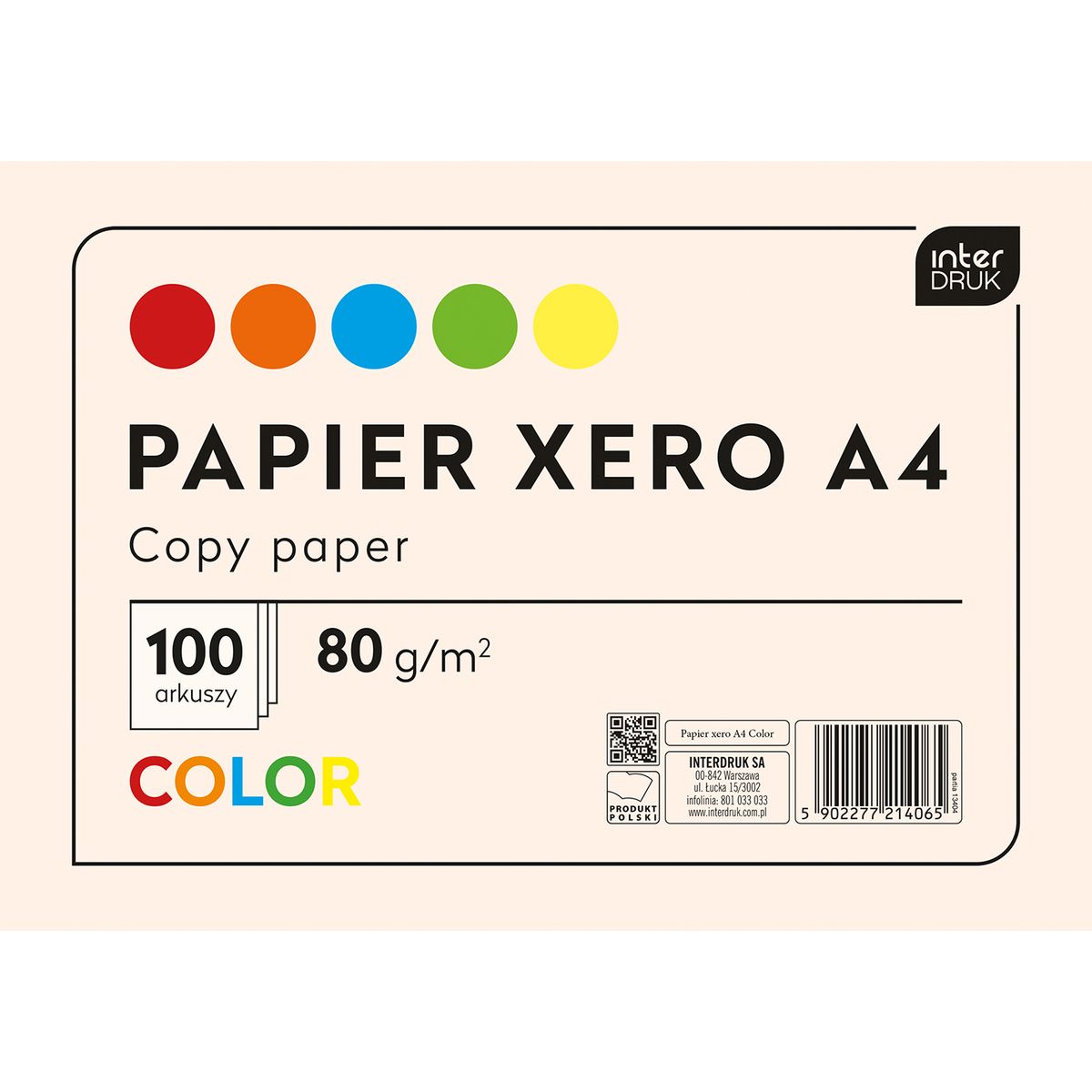 Papier kolorowy Interdruk A4 mix 80g (PAKSA4IN)