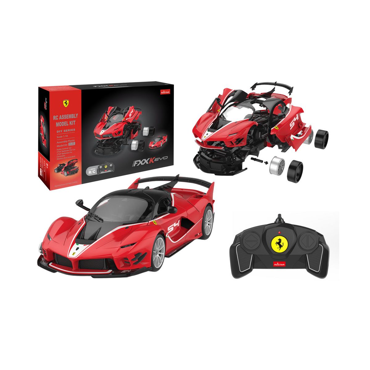 Klocki konstrukcyjne Lean Auto Rastar 1:18 Ferrari FXXK EVO Czerwone 88 Elementów (20577)