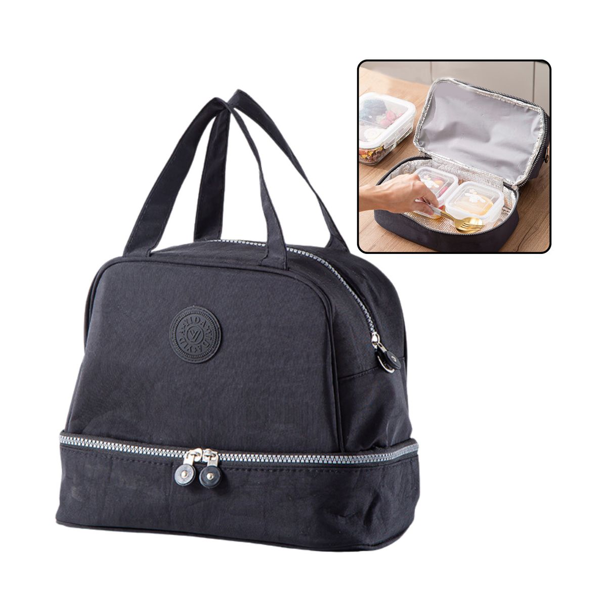 Torba termiczna Izolacyjna Śniadaniowa Pas z Regulacją Czarna 27cm Lean (24945)