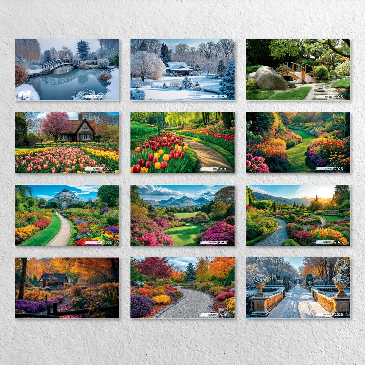 Kalendarz ścienny (401000) k:2915-377 ogrody 33x33 330mm x 330mm Press