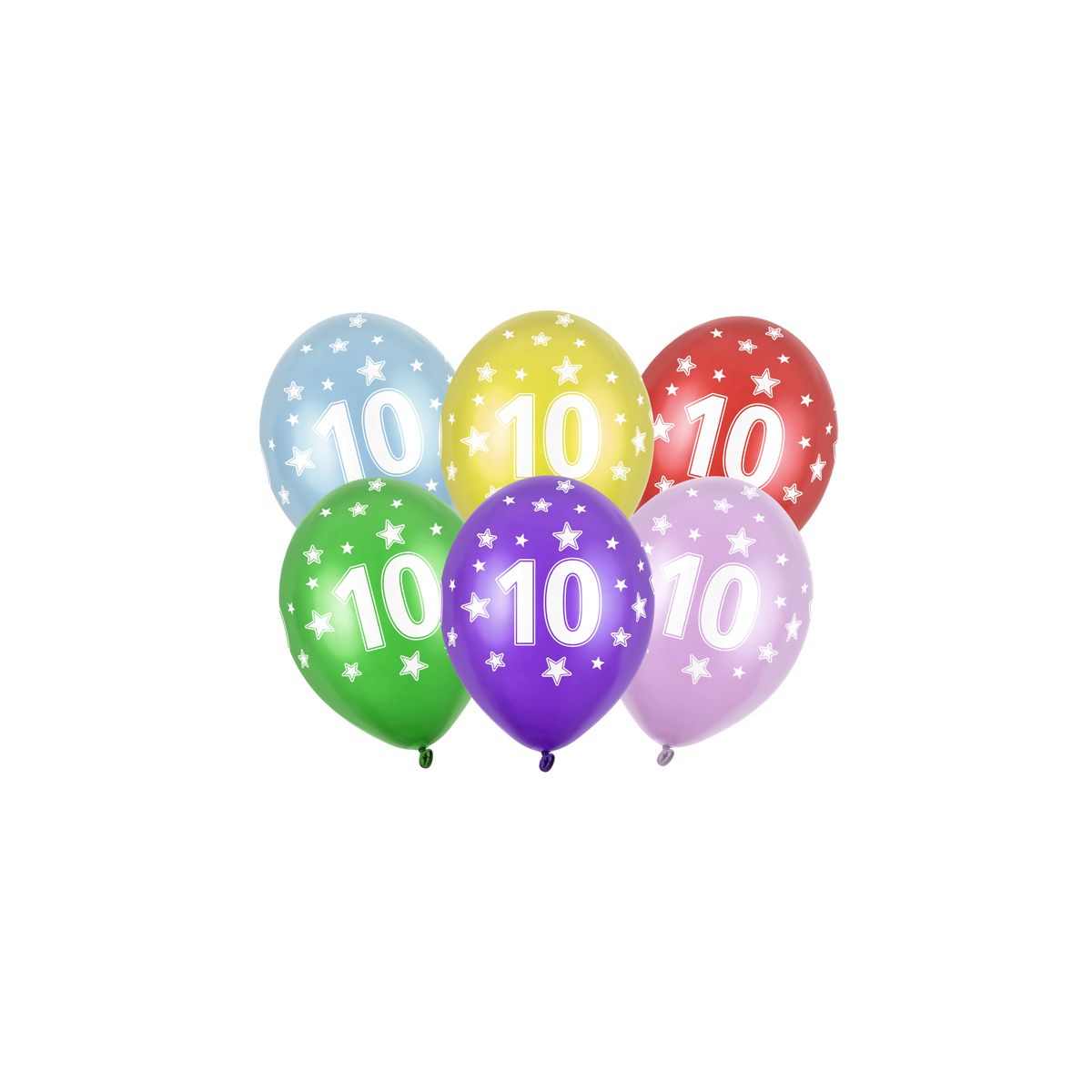 Balon gumowy Partydeco 10th birthday metallic 50 szt mix (SB14M-010-000)