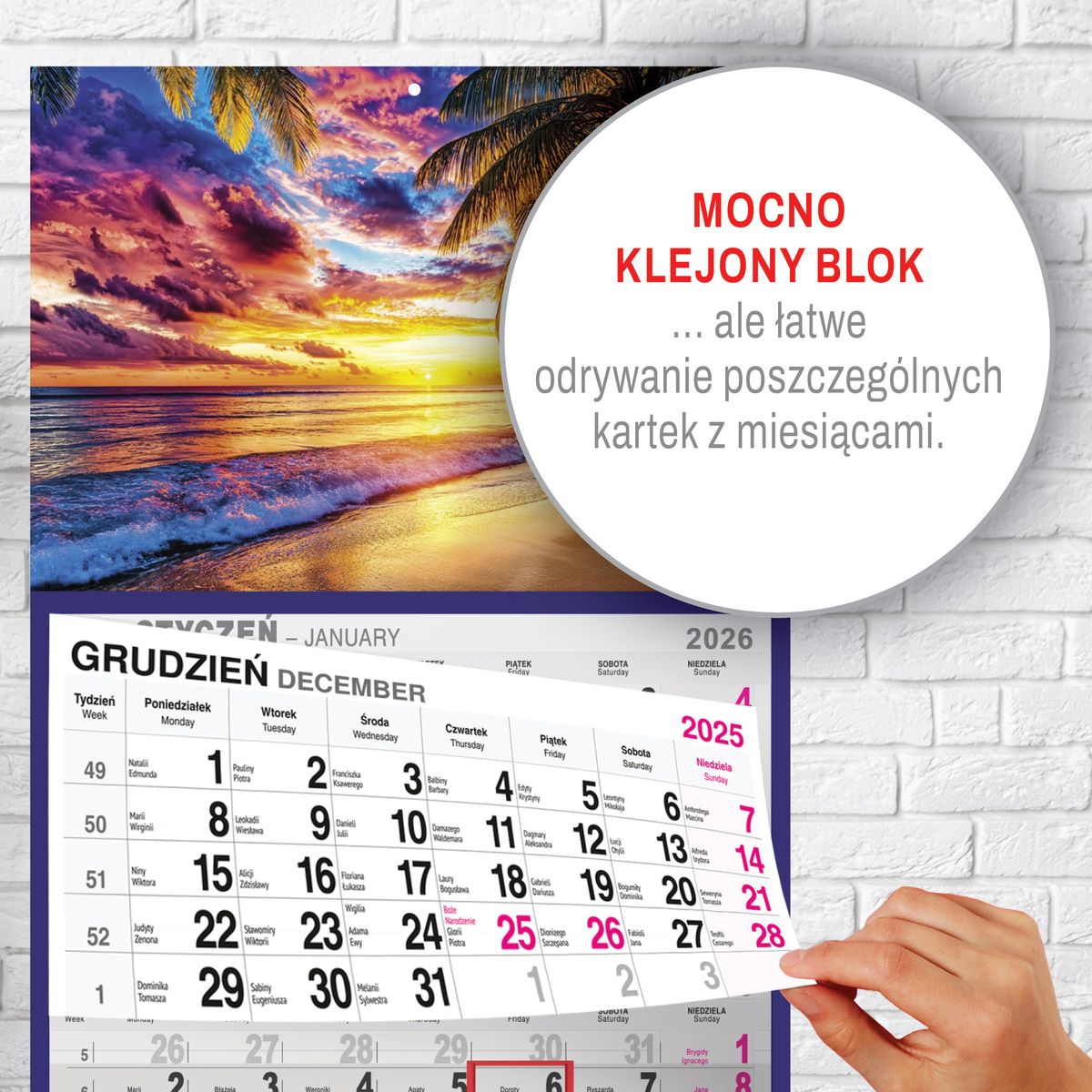 Kalendarz ścienny (401000) k:2915-377 PLAŻA A4 210mm x 450mm Press