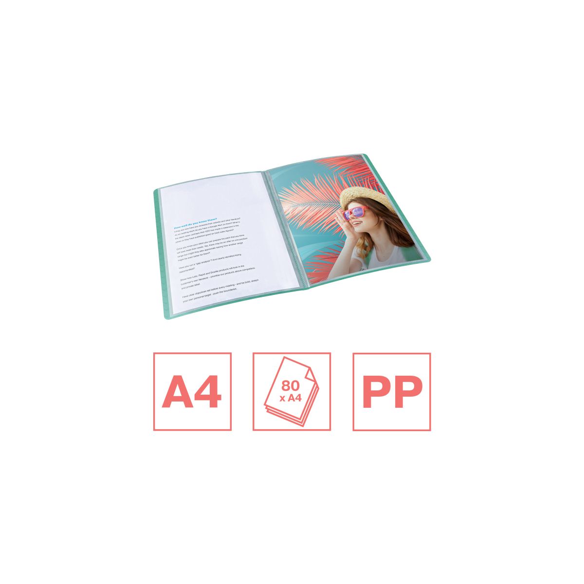 Teczka ofertowa Colour Breeze A4 kolor: zielony 40 kieszeni Esselte (626228)