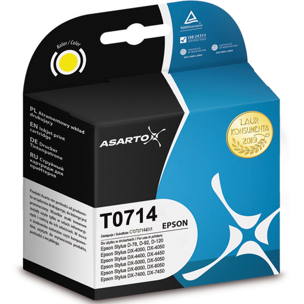 Tusz (cartridge) alternatywny Asarto yellow (T0714)