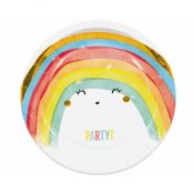 Talerz jednorazowy Godan Rainbow Party papier śr. 230mm 8 szt (93561)