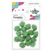 Pompony Titanum Craft-Fun Series brokatowe zielone 15 szt (338536)