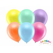 Balon gumowy Partydeco Rainbow metalizowane, mix (RB30M-000)