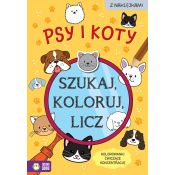 Książka dla dzieci Szukaj, koloruj i licz. Psy i koty Aksjomat