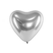 Balon gumowy Partydeco serca Glossy srebrny 300mm (CHB2-018-50)